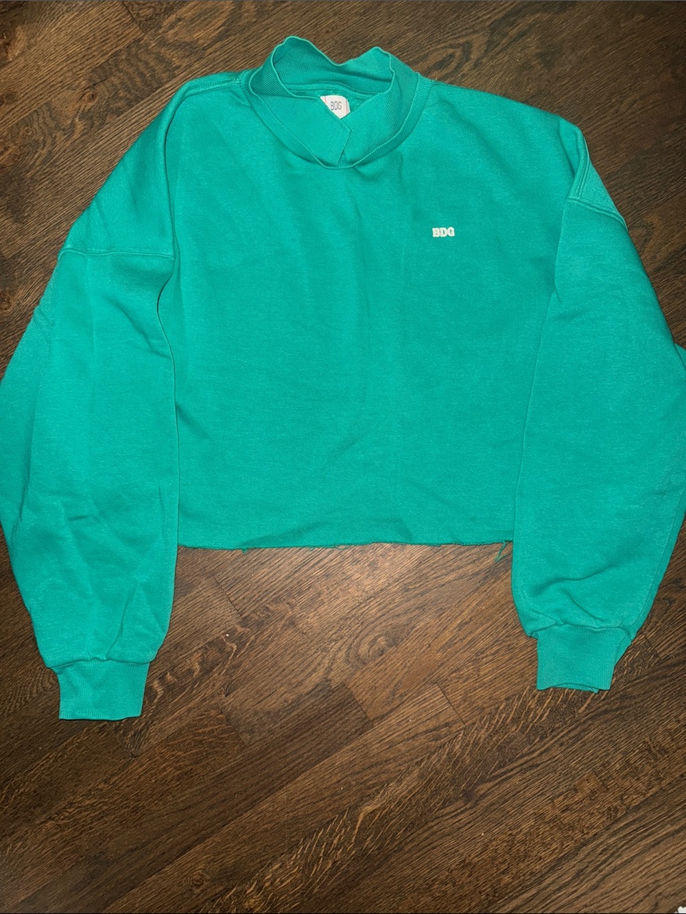 BDG Cropped Crewneck Sweatshirt in Teal